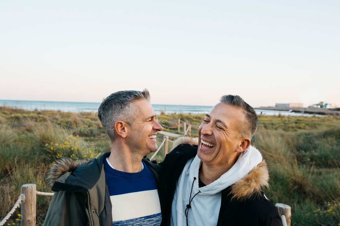 two men smiling